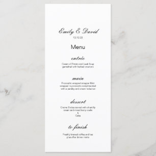 Menu modifiable, Menu Mariage, Baby shower, Bridal