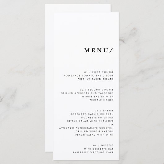Menu Moins moderne de typographie Mariage Monogram Clas (Devant / Derrière)
