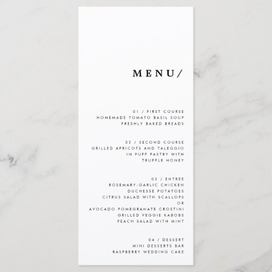 Menu Moins moderne de typographie Mariage Monogram Clas (Devant)