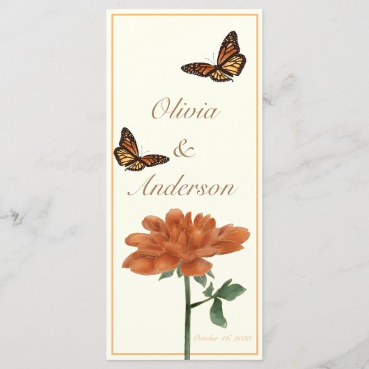 Menu Monarch Butterfly et Dalila Ivory Mariage (Dos)