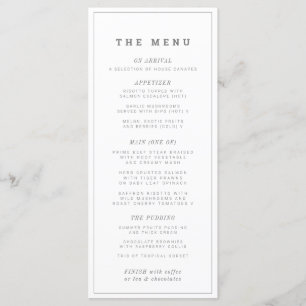 Menu mono fait sur commande minimal moderne de