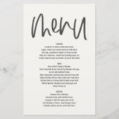 Menu monochrome manuscrit minimaliste et moderne (Devant)