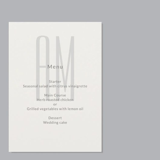 Menu Monogramme Architectural Minimaliste Mariage