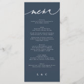Menu Monogramme blanc bleu marine classique (Devant)