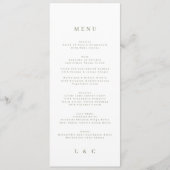 Menu Monogramme blanc vert Élégant Sage Simple (Devant)