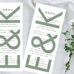 Menu Monogramme blanc vert ultra moderne<br><div class="desc">menu mince pour correspondre à la collection *si vous voulez plus d'options papier cette conception peut être transférée à un programme mince *ou pour plus d'aide contactez-moi</div>