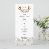 Menu Monogramme Bois de Cerf Fleurs Blanches Éléga (Debout devant)