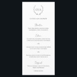 Menu Monogramme classique Cimier de couronne de couronn<br><div class="desc">Menu mariage de style classique noir et blanc avec une crête mariage avec votre monogramme à l'intérieur d'une couronne avec les en-têtes dans un script / calligraphie. Ces menus de mariage simples mais élégants sont parfaits pour un mariage formel.</div>