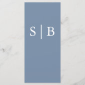 Menu Monogramme classique Dusty Mariage bleu (Dos)