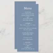 Menu Monogramme classique Dusty Mariage bleu (Devant / Derrière)
