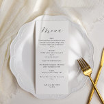 Menu Monogramme classique Mariage de script noir et bla<br><div class="desc">Monogramme minimaliste classique Typographie traditionnelle Menu Mariage en noir et blanc</div>