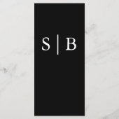 Menu Monogramme classique Mariage noir et blanc (Dos)