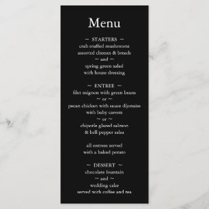 Menu Monogramme classique Mariage noir et blanc
