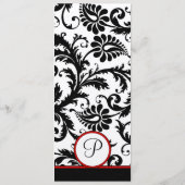 Menu Monogramme Damassé Rouge Noir Blanc (Dos)