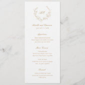 Menu Monogramme de couronne d'or Mariage élégant (Devant)