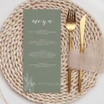 Menu Monogramme de Mariage Boho minimaliste moderne Sag<br><div class="desc">Menu de Mariage Boho minimaliste moderne Sage Green. Monogramme au fond.</div>