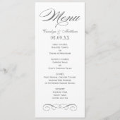 Menu Monogramme de mariage élégant à défilement gris ch (Devant)