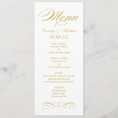Menu Monogramme de mariage élégant à défilement or (Devant)