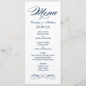 Menu Monogramme de mariage élégant à motif de volute bl (Devant)