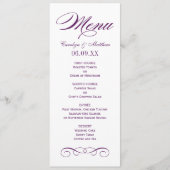 Menu Monogramme de mariage élégant à parchemin violet (Devant)