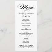 Menu Monogramme de mariage élégant à scroll noir et bla (Devant)