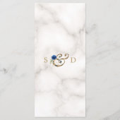 Menu Monogramme de mariage fleurs bleues fantaisistes o (Dos)