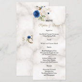 Menu Monogramme de mariage fleurs bleues fantaisistes o (Devant / Derrière)