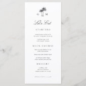 Menu Monogramme de palmier, mariage de destination, Let (Devant)