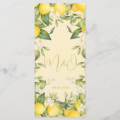 Menu Monogramme d'été Citron mariage (Dos)