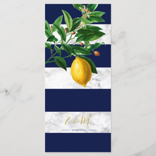 Menu Monogramme d'été du Marbre blanc de la Marine des  (Dos)