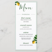 Menu Monogramme d'été vert botanique de citrons (Devant)