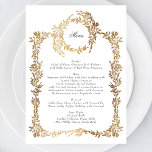 Menu Monogramme d'or classique Mariage de crête botaniq<br><div class="desc">*PAS VRAI FOIL _______________________________ ***ce design fait partie d'une collection*** Découvrez le charme de l'élégance intemporelle avec ma collection classique et élégante de mariage Monogramme Wreath. Cette collection présente des modèles monogrammés personnalisés avec une couronne et un cadre tissés de manière complexe, qui incarnent l'essence d'un mariage classique et mémorable....</div>