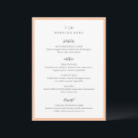 Menu Monogramme élégant de pêche Mariage Moderne<br><div class="desc">Menus de mariage modernes présentant un design épuré avec des polices serif et script.</div>