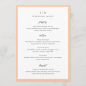 Menu Monogramme élégant de pêche Mariage Moderne (Devant)