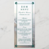 Menu Monogramme élégant et mariage Turquoise sur la pla (Devant)
