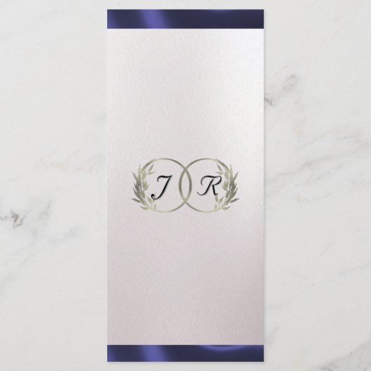 Menu Monogramme et ruban - Mariage blanc perle (Dos)