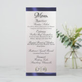 Menu Monogramme et ruban - Mariage blanc perle (Debout devant)
