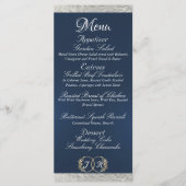 Menu Monogramme et ruban - Mariage bleu (Devant)