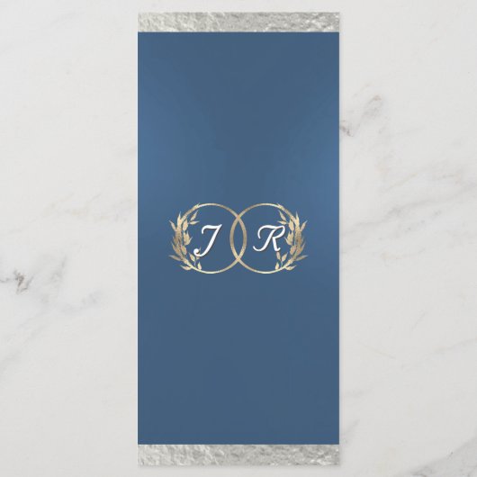 Menu Monogramme et ruban - Mariage bleu clair (Dos)