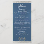 Menu Monogramme et ruban - Mariage bleu clair (Devant)