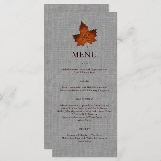 Menu Monogramme Lin Orange (Devant / Derrière)