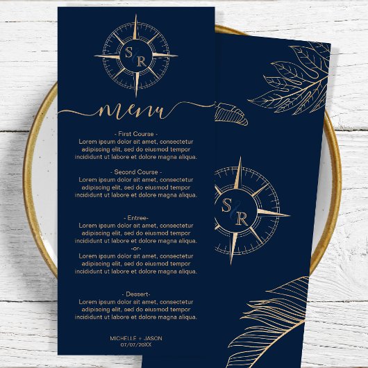 Menu Monogramme mariage Destination Gold Compass