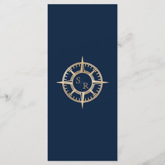 Menu Monogramme mariage Destination Gold Compass (Dos)