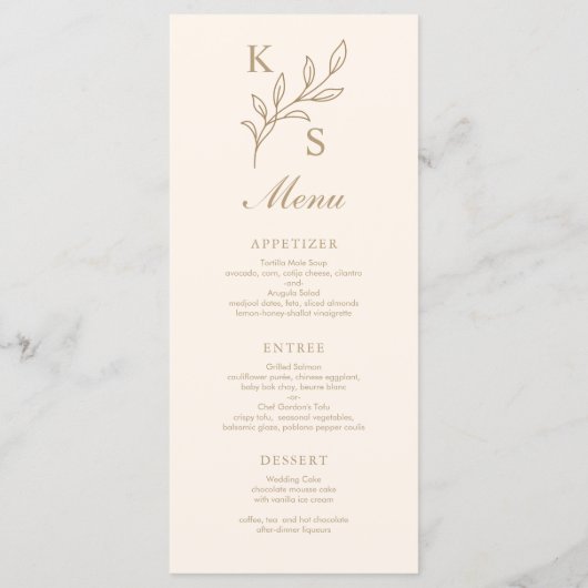 Menu Monogramme Mariage floral minimaliste (Dos)