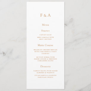 Menu Monogramme minimal blanc or musulman Mariage table
