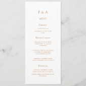 Menu Monogramme minimal Simple Mariage de script or (Devant)