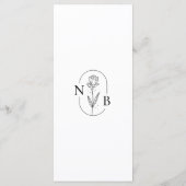 Menu Monogramme minimaliste de Mariage noir moderne (Dos)