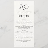 Menu Monogramme minimaliste Mariage blanc doux (Devant)