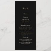 Menu Monogramme minimum Mariage musulman noir dîner tab (Devant)