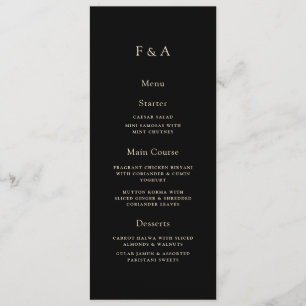 Menu Monogramme minimum Mariage musulman noir dîner tab